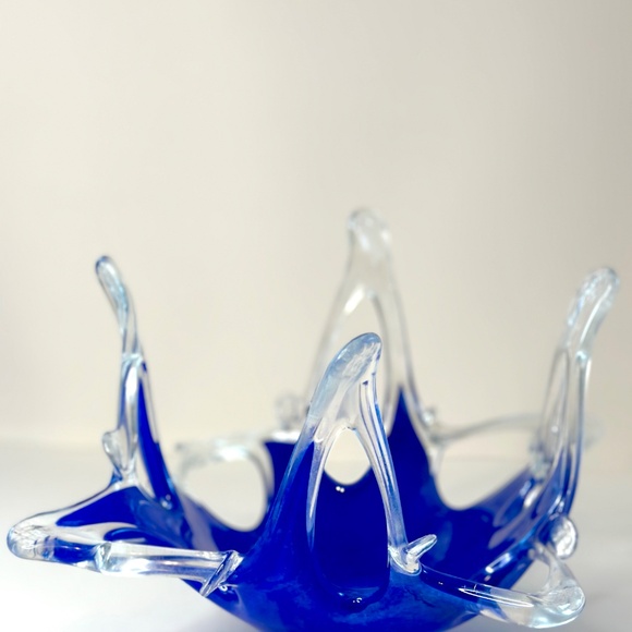 Glass Vase Blue 14” x 14” x 8” - Picture 3 of 4